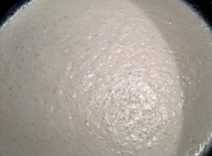 The ingredients of the doughnut stabilize the from air incorporated by the immersion blender